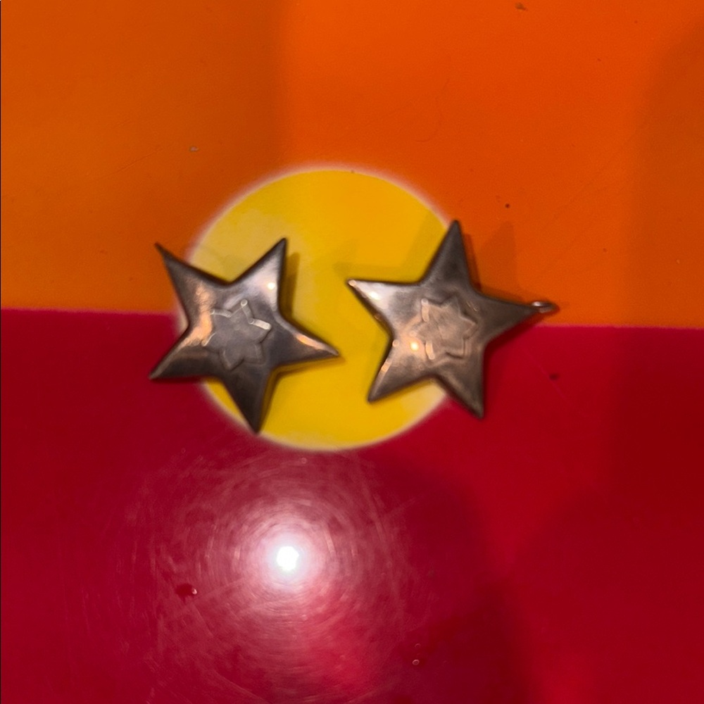 Vintage Unmarked Sterling Silver (?) Star Earrings